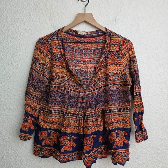 Anthropologie Tops - Vanessa Virginia x Anthropologie Mahdia Boho Peasant Elephant Blouse Size 2